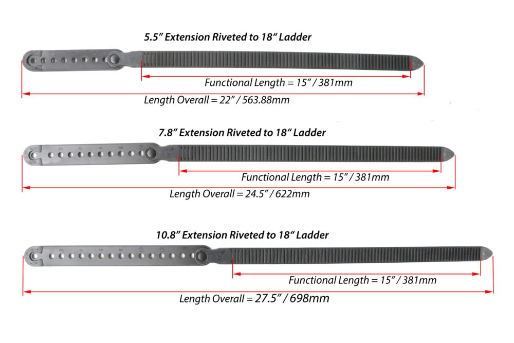 1″x18″ Ladder Straps Riveted to Extensions