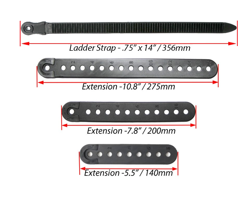0.75" x 14" Ladder Straps Riveted to Extensions