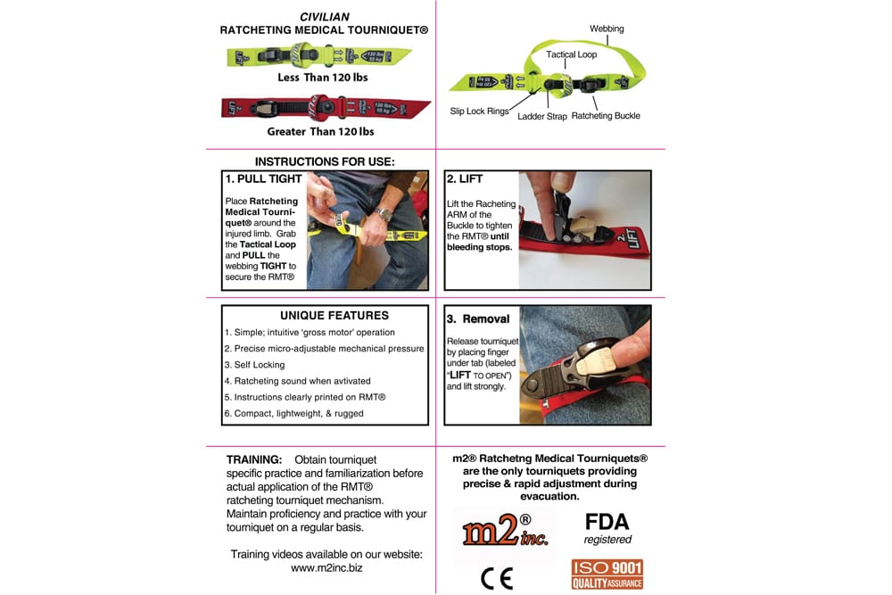 Ratcheting Medical Tourniquet® (RMT) – LESS THAN 120lbs/55kg