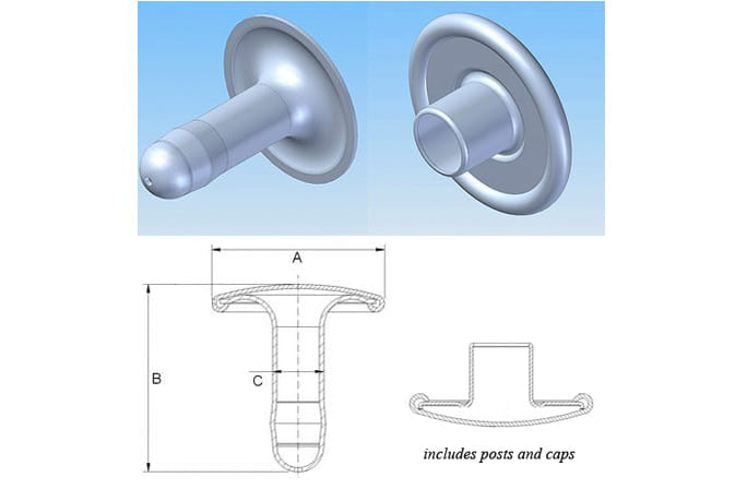 2 Rivets Double Head Rapid Rivets and Corresponding Caps – m2® Inc